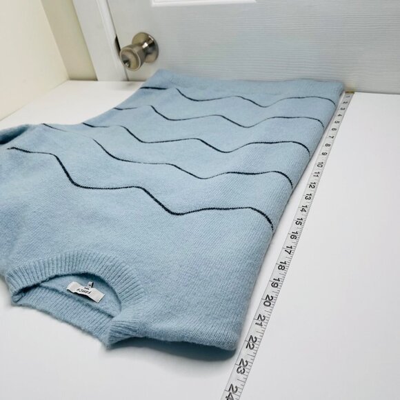 FRNCH Nisa Wave Sweater Womens S Metallic Blue Balloon Sleeves Relaxed Knit - Picture 10 of 11